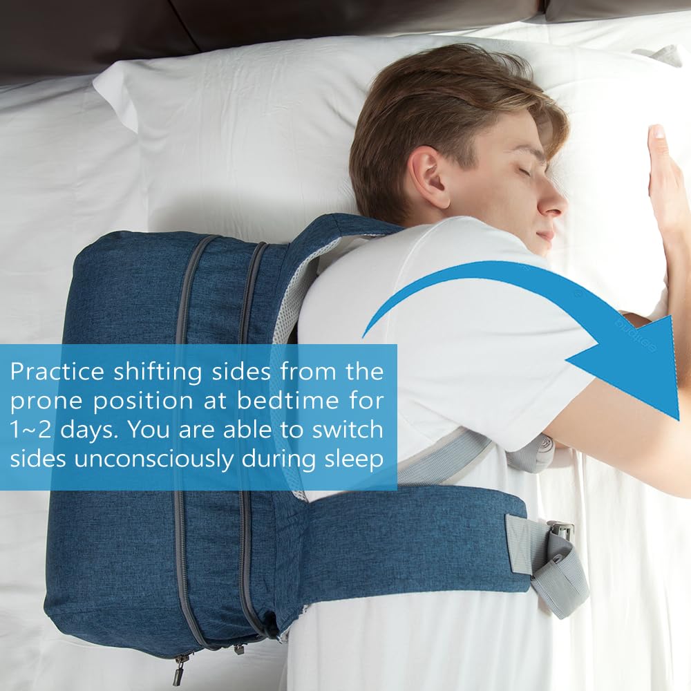 WoodyKnows Side-Sleeping Backpack, Sleep Position Trainer, Sleeping on The Side Alleviates Snoring Caused by Throat Issues (Small, Back Width＜16 Inch or 40 cm)