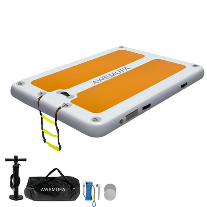 AWEMUFA 8ft x 6.6ft x 8inches Floating Dock with Non-Slip Surface, Inflatable Dock Floating Platform Water Mat Floating Island Raft for Lake Pool Beach Ocean