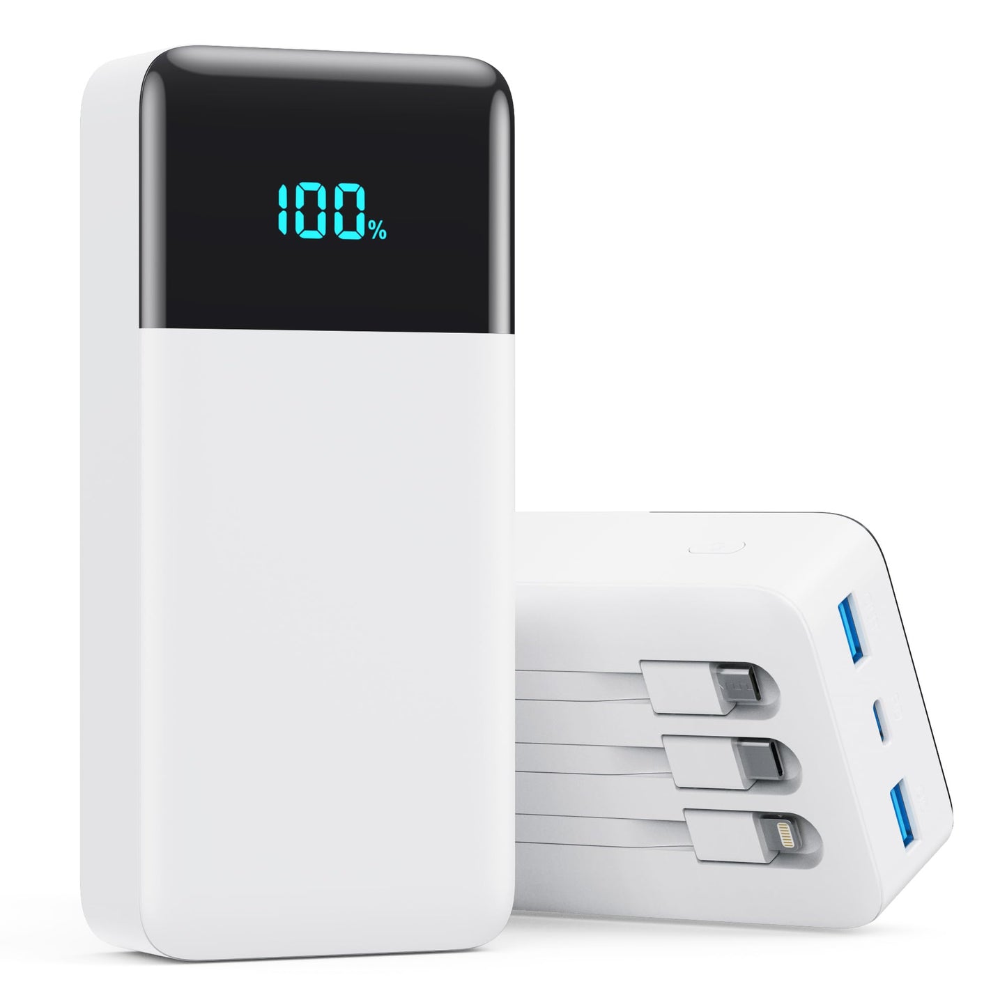 Portable Charger 50800mAh Power Bank with 3 Built in Cables,25W PD QC4.0 Fast Charging USB C Battery Pack,6 Outputs 2 Inputs Travel Essentials Portable Phone Charger for iPhone 17/16/15,Google,Android