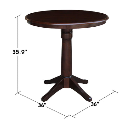 International Concepts 36" Round Top Pedestal Table-34.9" H, Rich Mocha