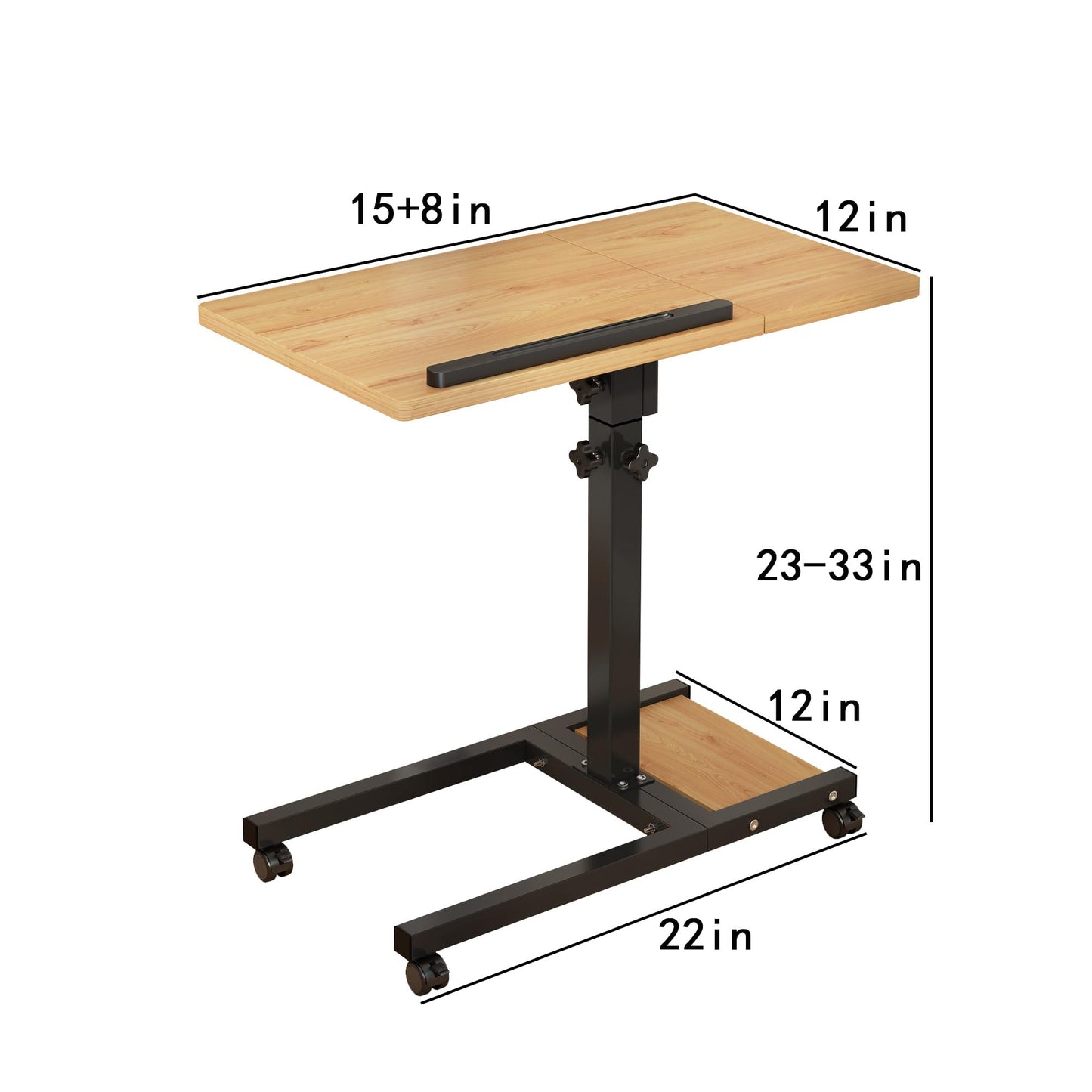 TigerDad Mobile Adjustable Height Laptop Stand PC Computer Portable Notebook Swivel Laptop Desk Rolling Table Desk Cart Tiltable with Wheels Casters& Mouse Pad Table