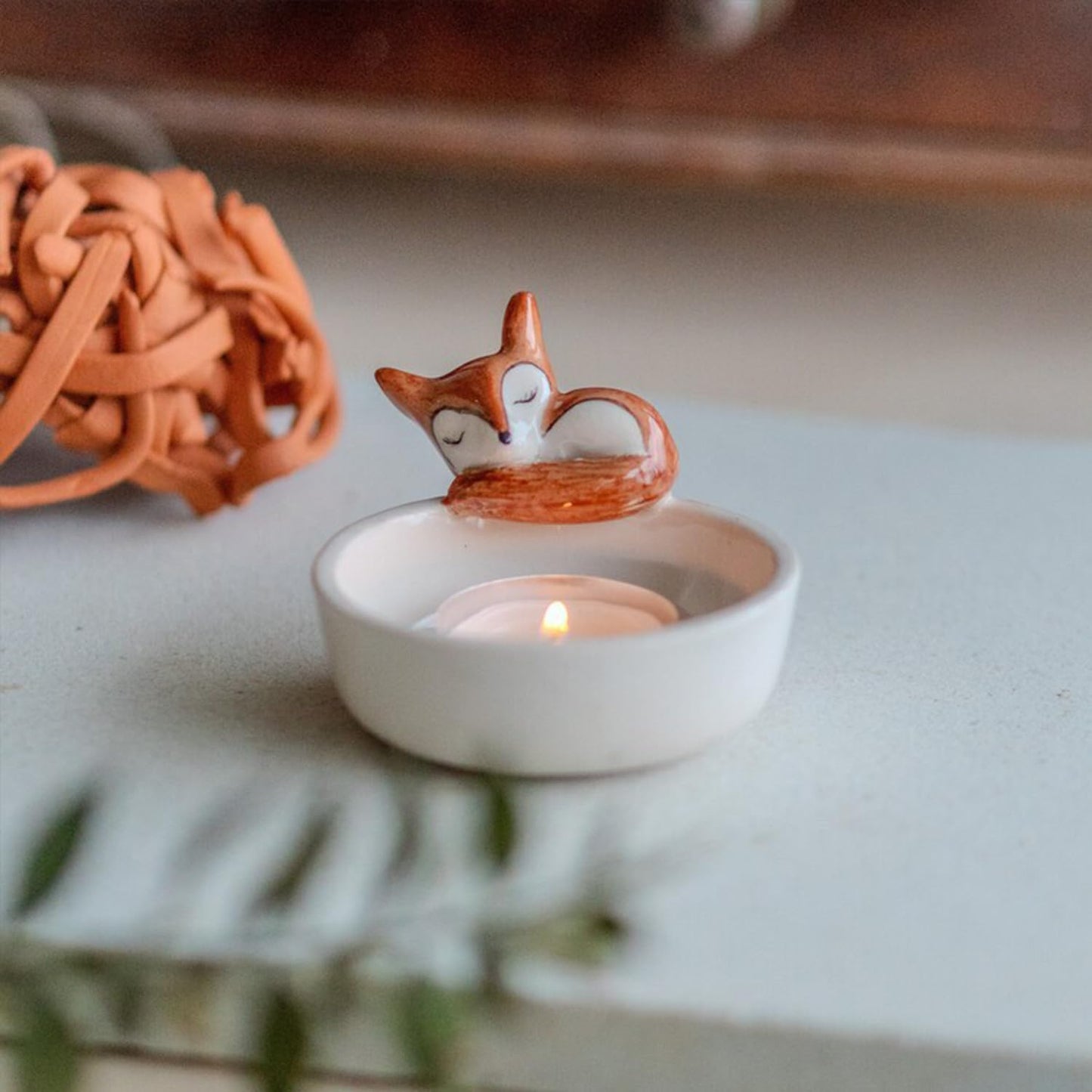 COMZPLIFE Resin Fox Tealight Candle Holder for Home Decor, Dining Table, Living Room, Coffee, Table Centerpiece(2Pcs)
