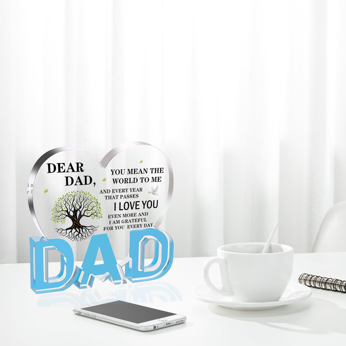 iLifemate Gift for Dad, Dad Birthday Gifts - Acrylic Heart Plaque 3.9 × 3.7 × 0.4inch, Christmas Birthday Gift for Dad from Daughter Son Wife, Memorial Gifts for Loss of Dad