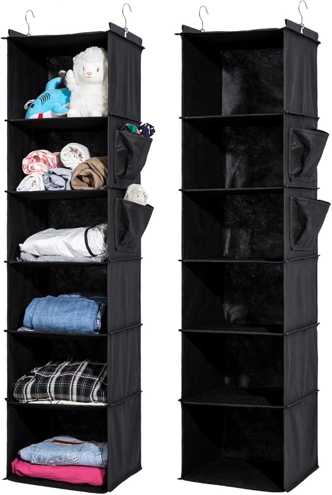 2 Packs Hanging Closet Organizer, 6-Shelf Closet Organizers and Storage