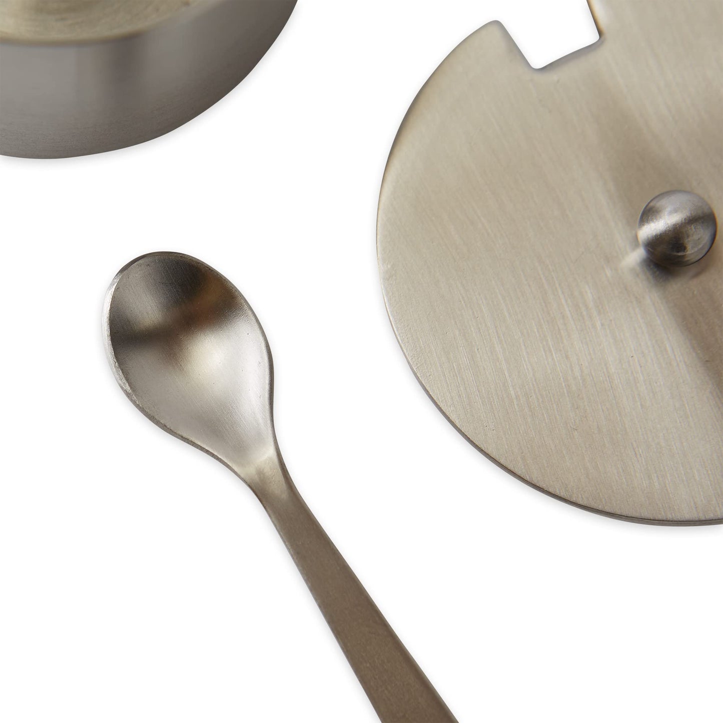 RSVP International Endurance Kitchen Collection Salt Cellar Set with Spoon, 2-Ounce, Brushed Stainless Steel