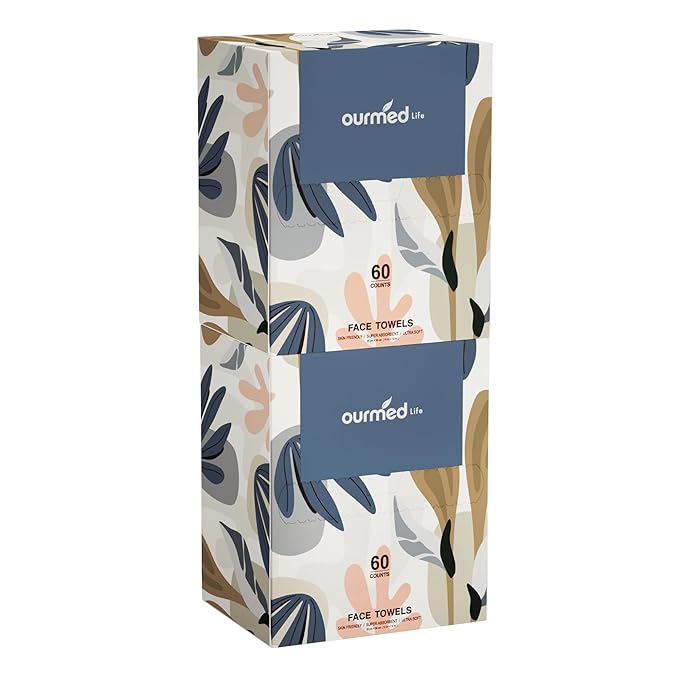 Ourmed Life Face Towels, Disposable Biodegradable Facial Towels