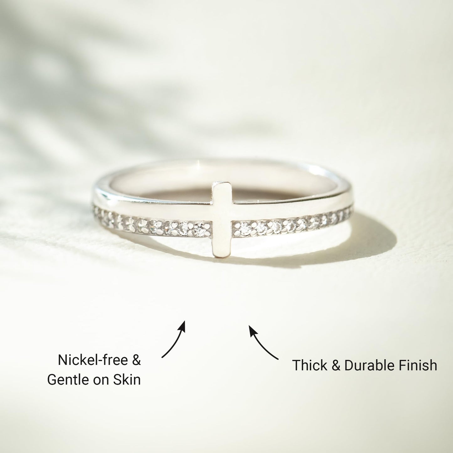 STORYJEWELLERY Christian Rings for Women, Cross Rings for Women, Silver Purity Ring, Christian Jewelry, Confirmation Gifts, Baptism Gifts, Size 9