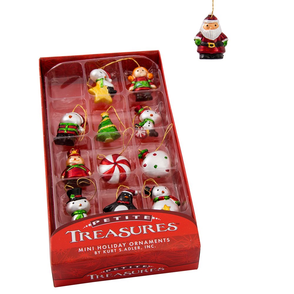 Kurt Adler H9551 1.25" Petite Treasures Mini Ornament Set of 12