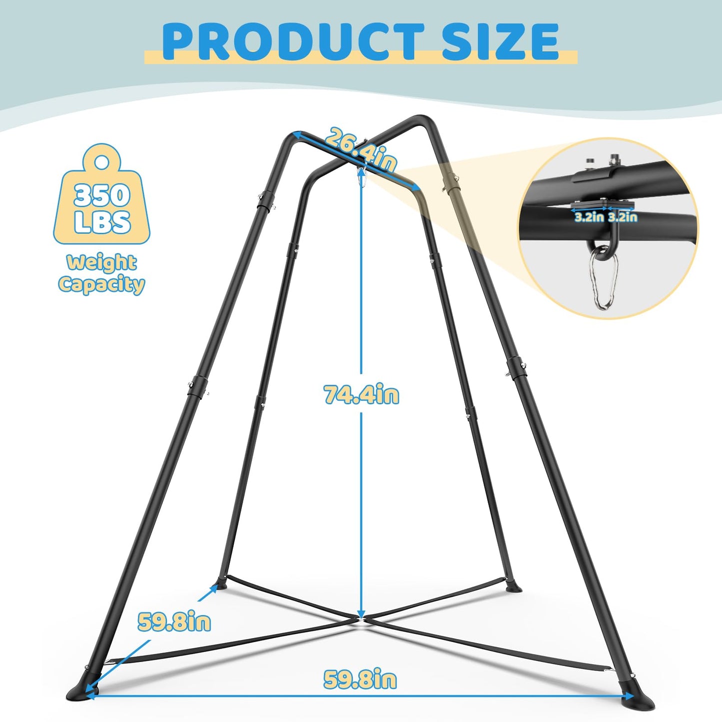 Swing Stand Frame with Sensory Pod Swings and Chair, Sensory Swing Set, X-Shaped Swing Frame, Heavy-Duty Metal Hammock Chair Stand for Adults Indoor and Outdoor 330LBS(Blue)