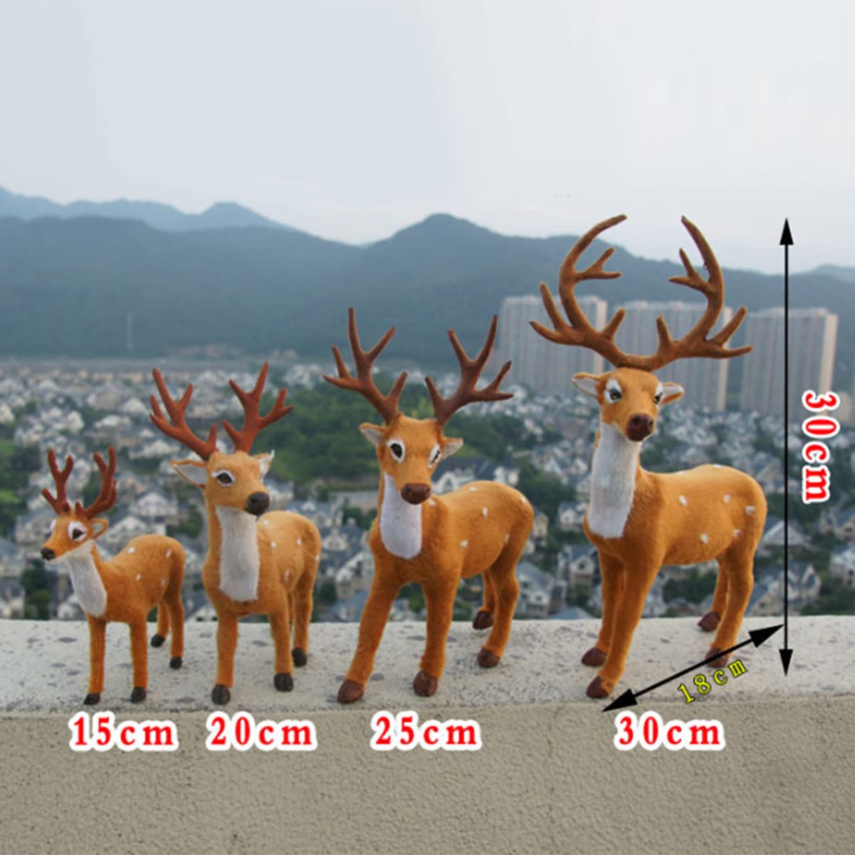 Generic Deer Decorative Figurine, Plastic Reindeer Sculpture Winter Christmas Decoration Elk Statue, Animal Figurine for Living Room, Office, Shop Window (15cm), Brown