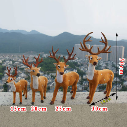Generic Deer Decorative Figurine, Plastic Reindeer Sculpture Winter Christmas Decoration Elk Statue, Animal Figurine for Living Room, Office, Shop Window (15cm), Brown