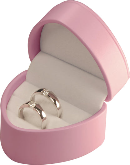LAODA Heart Shaped Double Couple Ring Box for Wedding & Engagement - Premium PU Leather Two Slot Ring Jewelry Gift Box for Women & Men for Wedding Day Ceremony (1, Pink)