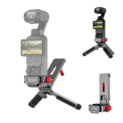 Magnetic Foldable Tripod for DJI Osmo Pocket 4/3 Accessories, Adjustable Aluminum Alloy Expansion Stand with Hidden Mantis Hook, Cold Shoe and 1/4" Screw Holes, Desktop Handheld Hanging Vlog Mount