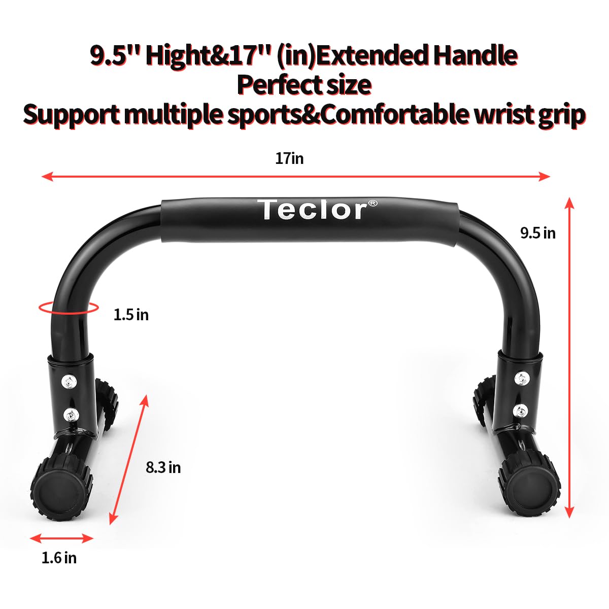 Teclor Push Up Bar, 9.5in High Parallettes Bars Great for L-sit, Sturdy Steel Green Structure Push Up Bars for Men & Women, Full Planche & Dips, Heavy-duty No Wobbling Calisthenics Equipment MAX Capacity 660LBS, 1.5in Dia Save Wrist & Great Grip