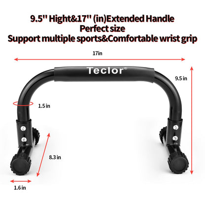 Teclor Push Up Bar, 9.5in High Parallettes Bars Great for L-sit, Sturdy Steel Green Structure Push Up Bars for Men & Women, Full Planche & Dips, Heavy-duty No Wobbling Calisthenics Equipment MAX Capacity 660LBS, 1.5in Dia Save Wrist & Great Grip