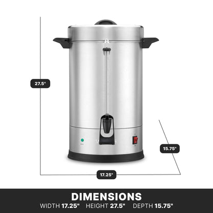 Waring Commercial Coffee Urn, 110 Cup Capacity Stainless Steel Electric Percolator, Dual Heater System for Commercial Kitchens & Catering, NSF Certified, WCU110X
