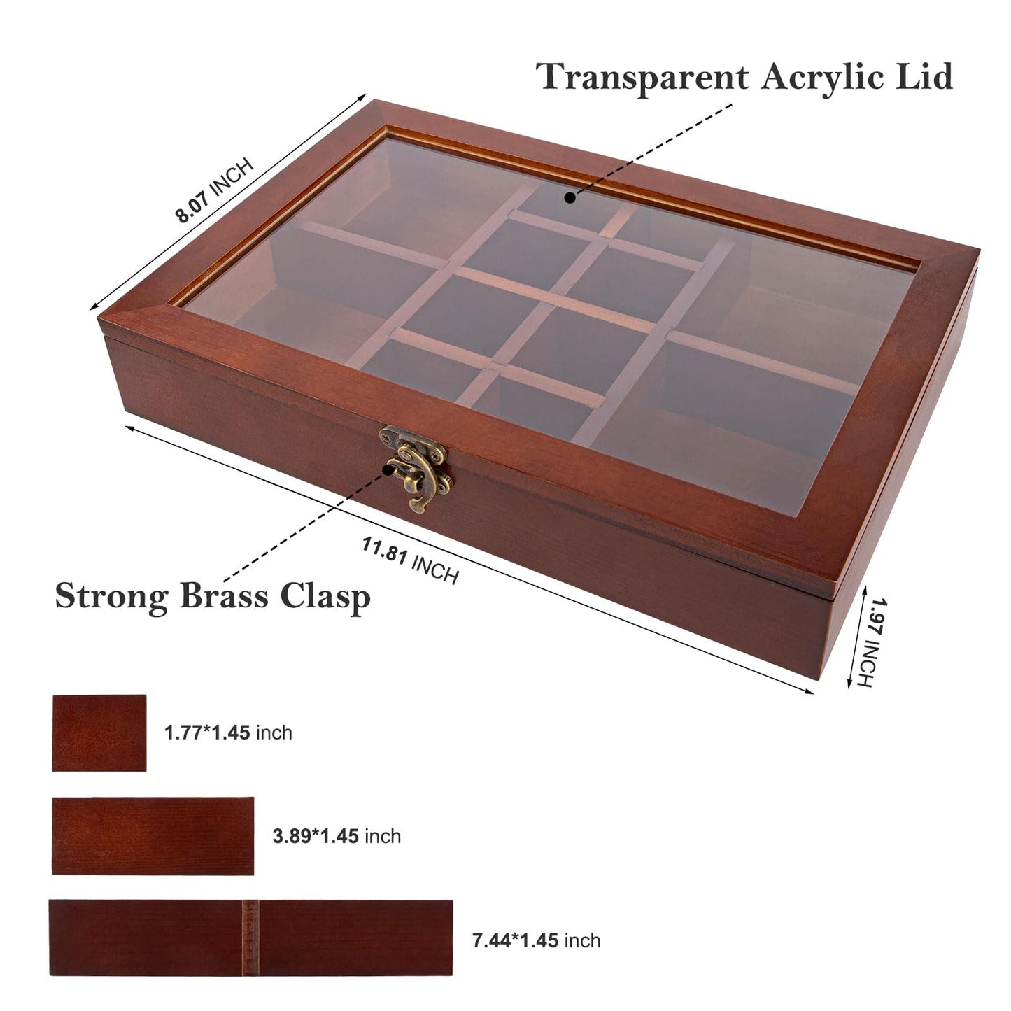Mooncraftlogy Adjustable Rock Display Case, Crystal Collection Box with Shelves, Wood Witchy Stones Organizer Storage,Gem Holder with Lid for Seashell, Collectibles, Wiccan Gift (Brown)