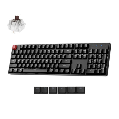 Keychron K10 Full Size 104 Keys Bluetooth Wireless Mechanical Gaming Keyboard for Mac Windows K Pro Brown Switch, Multitasking/White LED Backlight/USB C Wired Computer Keyboard