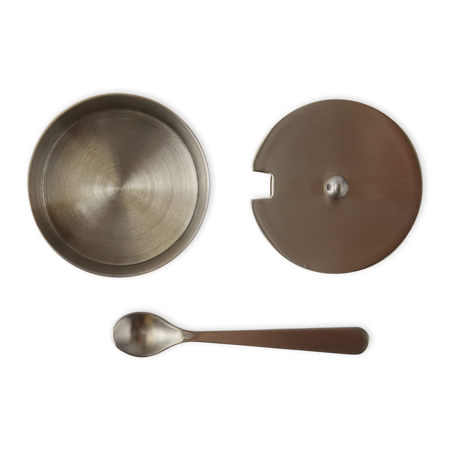 RSVP International Endurance Kitchen Collection Salt Cellar Set with Spoon, 2-Ounce, Brushed Stainless Steel