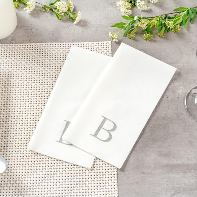 Luxenap 15.8 X 7.9 Inch Linen-Feel Guest Towels, 50 Lettered Hand Towels