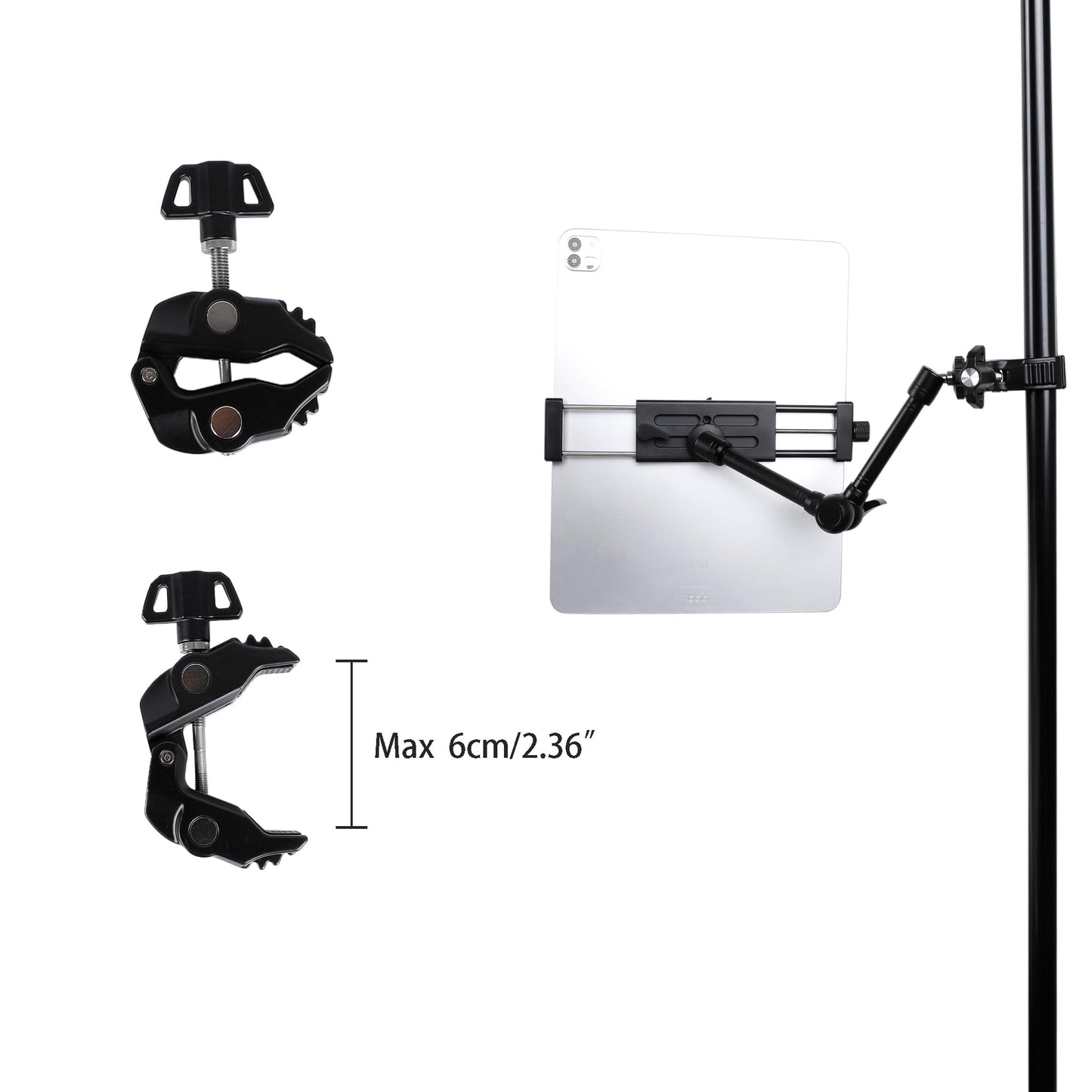 Leenconghui Exercise Bike Tablet Mount for iPad – Adjustable Spin Bike & Treadmill iPad Holder Stand, Compatible with Microphone Stands, Stationary Bicycles, and Devices Ranging from 4.7 to 13 Inches