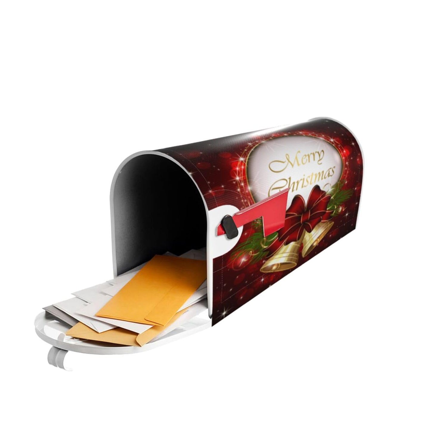 Christmas Mailbox Covers Merry Christmas Bell Snowflake Magnetic Letter Post Box Cover Standard Size 25.5 x 21 Inch Garden Yard Home Decorative