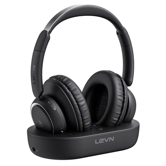LEVN Wireless Headphones for TV Watching, TV Headphones Wireless for Seniors with Transmitter Charging Base, Hearing-impaired, No Audio Delay, Bluetooth 5.2, Plug and Play, Gifts for Elderly