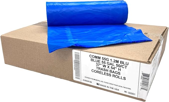 Ultrasac Heavy Duty 55 Gallon Blue Trash Bags