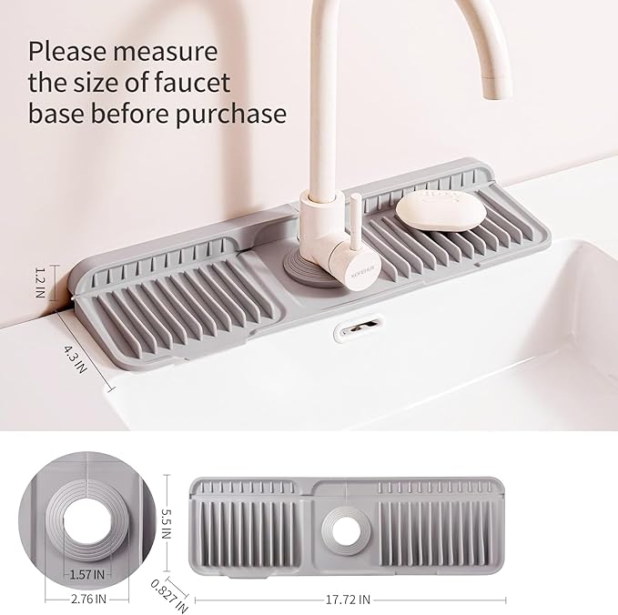 Folding Faucet Mat for Kitchen Sink Upgraded Premium Silicone Splash Guard