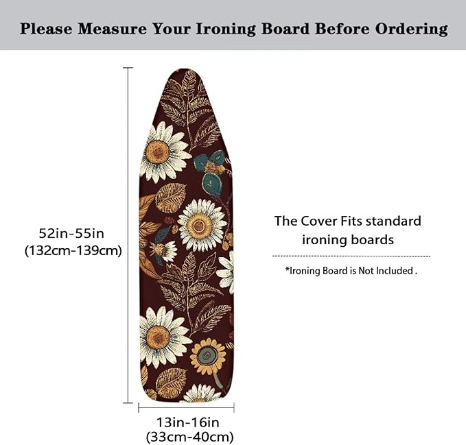 Daisy Print Ironing Board Cover Standard Size 15x54 Inch Iron Cover