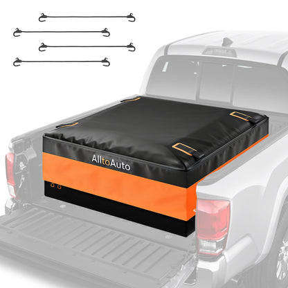 [Jumbo 38 CuFt] Truck Bed Cargo Bag, 100% Waterproof Heavy Duty Pickup Storage Bag (58"x49"x23"), Heat-Welded Seams & 3-Side Zipper, Fits Full-Size Trucks for Moving & Camping