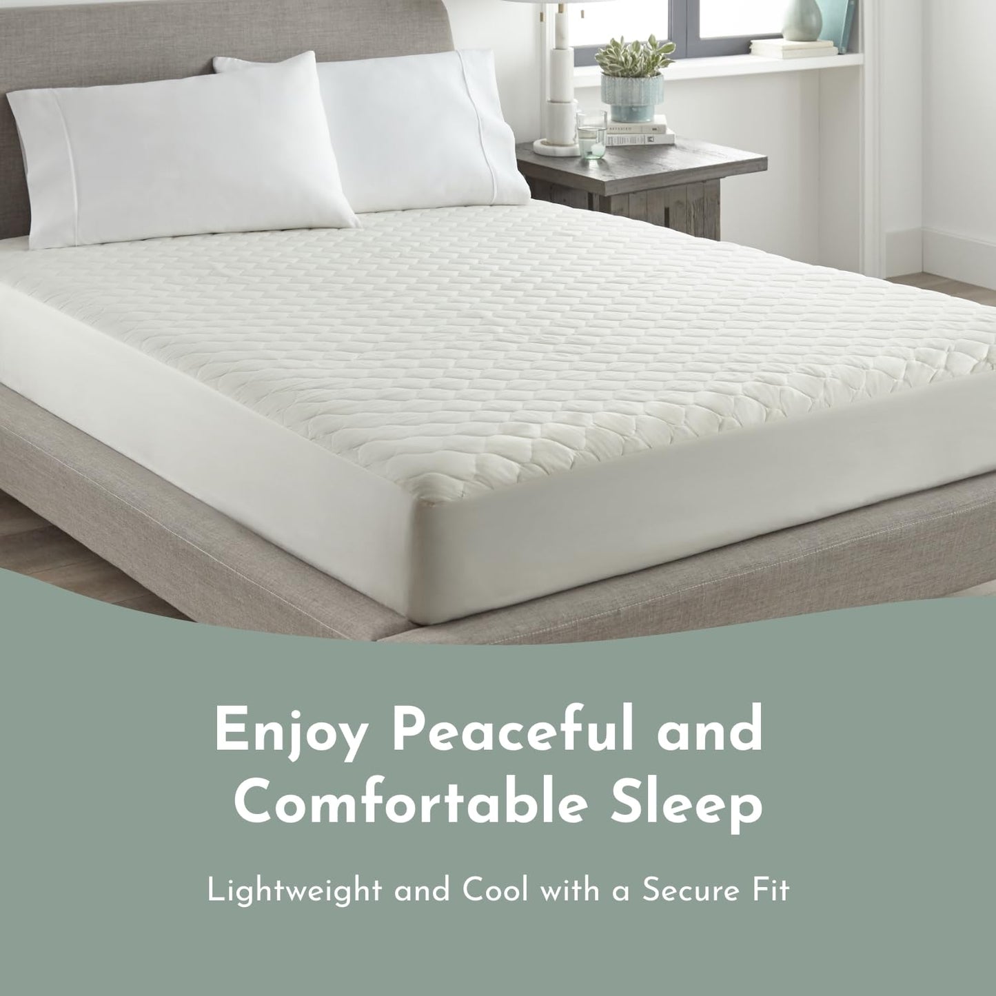 100% Cotton Organic Mattress Protector | Breathable & Noiseless GOTS Organic Mattress Pad with Premium 300GSM Durability | Machine Washable Quilted Bed Protector with Deep Pocket (Ivory, King)