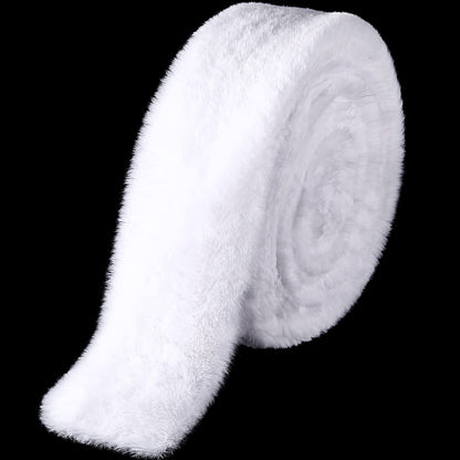 Christmas Faux Fur Ribbon Trim Winter Xmas Tree Winding Garland Artificial Furry Stripe Accessory Holiday Faux Fur Fabric Roll Garland for Xmas Party Sewing Costume Trimming (White, 3 Inch x 20 Ft)