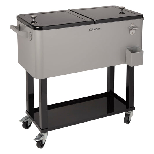 Cuisinart 80 Qt Cooler Cart, Portable Outdoor Beverage Cooler with Storage Shelf, Bottle Opener and Cap Collector, Summer BBQs, Cookouts and Tailgates, 48 Hour Cold Drinks, Chill, Fresh Sodas and Beer