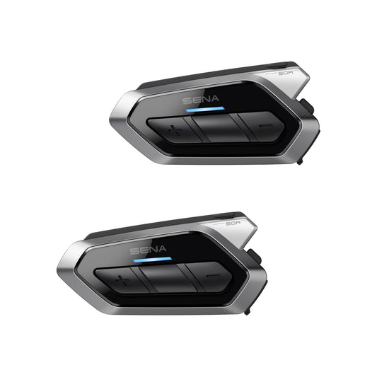 Sena 50R 3-Button Motorcycle Bluetooth Headset w/Sound by Harman Kardon Integrated Mesh Intercom System Premium Microphone & Speakers, Dual Pack