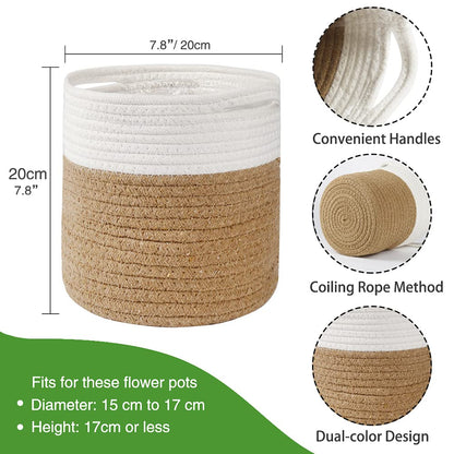 tenn well 20cm Plant Pot with Liner, Cotton Indoor Planter Woven Storage Basket for Indoor Plants Flower Pot and Home Decoration (20cm X 20cm)