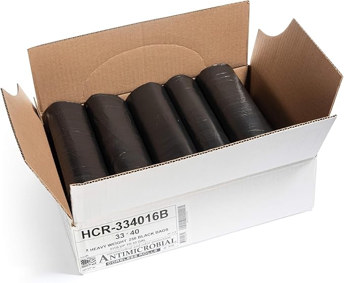 Aluf Plastics High Density Trash Bags, 33 Gallon, 16 Micron,