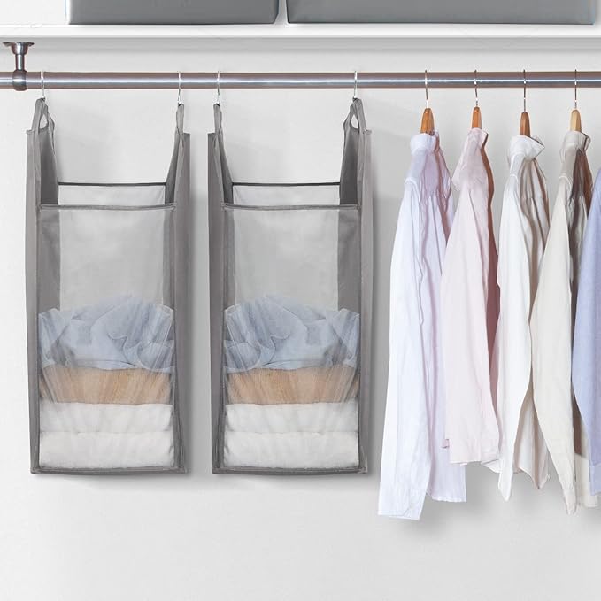 STORAGE MANIAC 2-Pack Hanging Laundry Hamper, Front See-Through Mesh Bag
