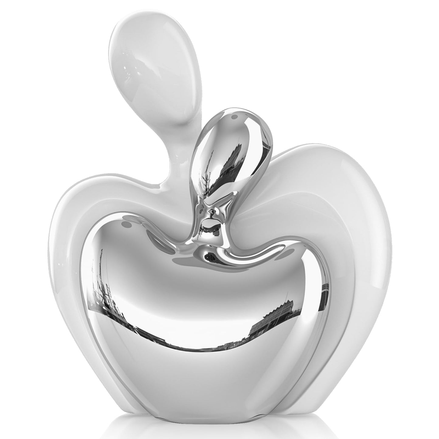 White Silver Mini Hugging Couple Statue Ceramic Lover Figurine Home Decor is a Romantic Gift for Her on Wedding Anniversary and Valentines, TV Stand Decoration Knick Knacks for Shelves (White Silver)