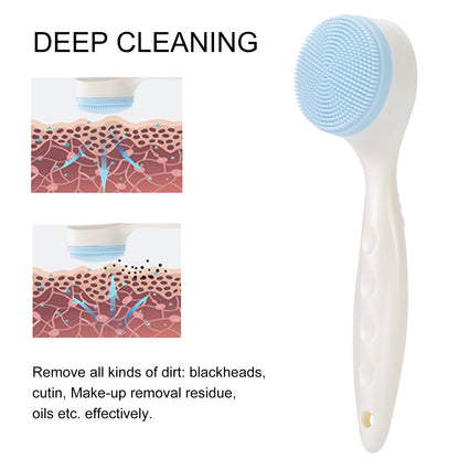 2 Pack Silicone Face Scrubber Exfoliating Brush, Manual Handheld Facial Cleansing Brush Blackhead Scrubber, Soft Bristles Waterproof for Face Skincare (Round-Pink)