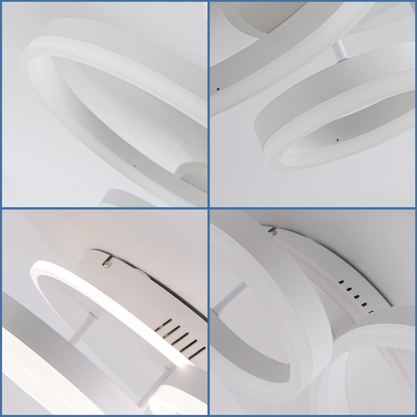 KAUCQI LED Ceiling Light, Creative LED Ceiling Lamp, 36W 3600lm, Dimmable with Remote Control 3000K-6000K, Modern Ceiling Lights for Living Room, Bedroom, Hallway, 2 Rings 55 * 40 * 6CM