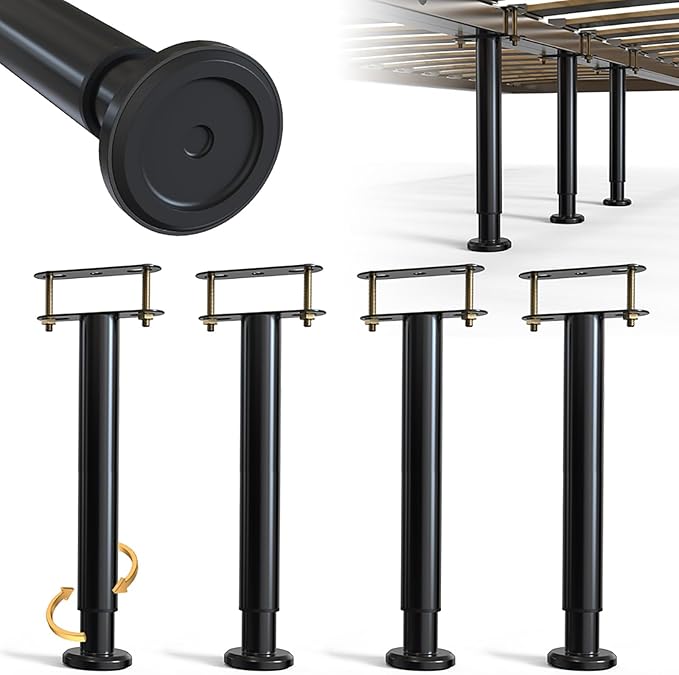 4Pcs Bed Frame Support Leg, Adjustable 14" to 23.6", Increase Under-Bed Storage