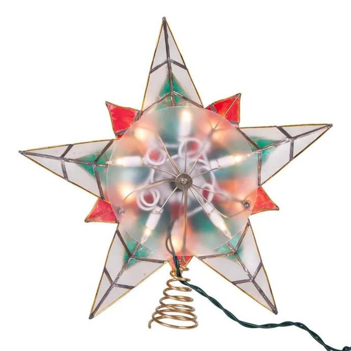 10-Light 11.5-Inch Poinsettia Capiz Star Tree Topper