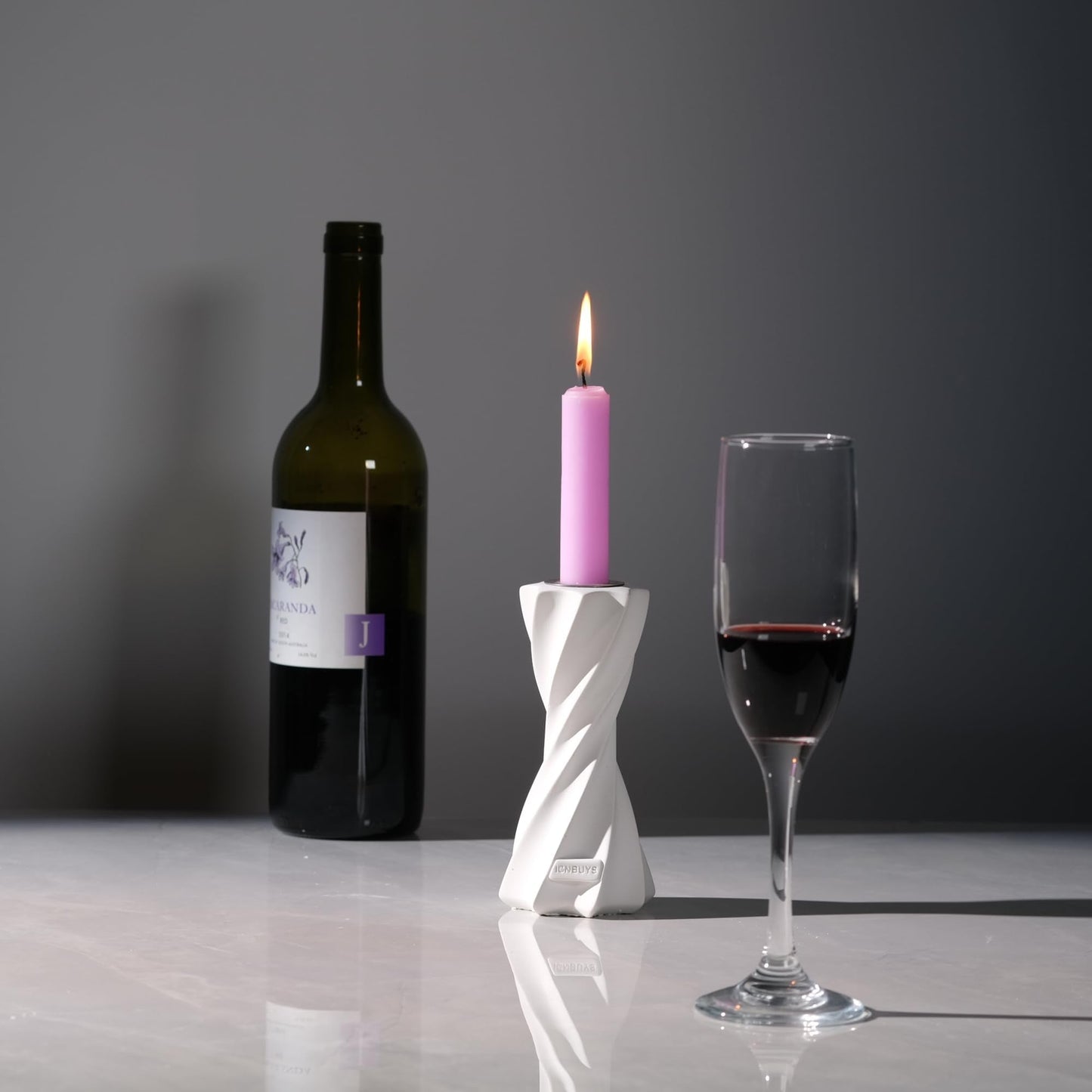 ICNBUYS Twizzle Twist Candle Holder, Decorative Candle Holder for Table Display, Romantic Decoration, Unique Home Décor Aesthetic, Housewarming Gift, Sculpture Candle Stand Height 5.7 inches - Cement