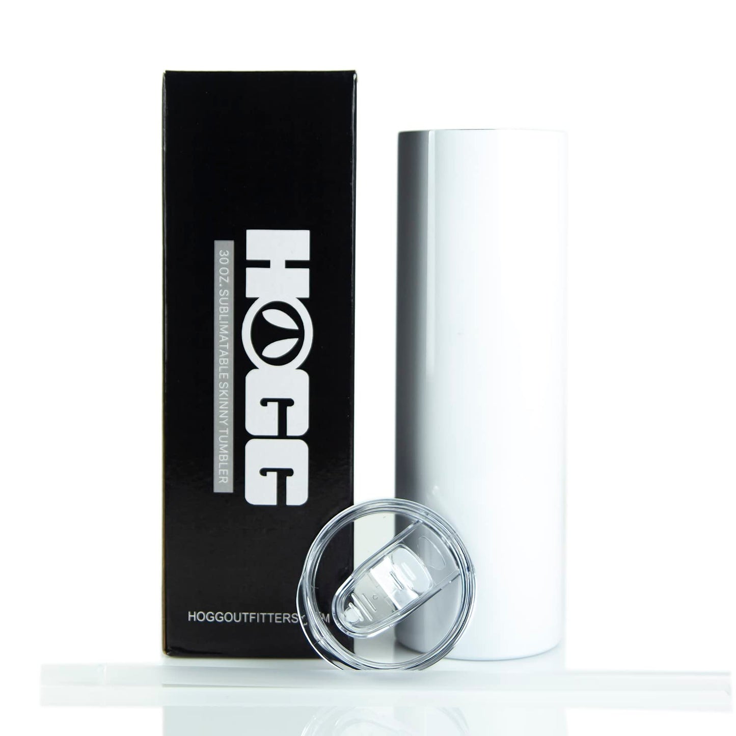 Hogg 30 oz Sublimation Tumbler (25 Units) - White, Sublimation Blanks, Bulk Tumblers with Lids and Straws, 30 oz Skinny, Blank Cups