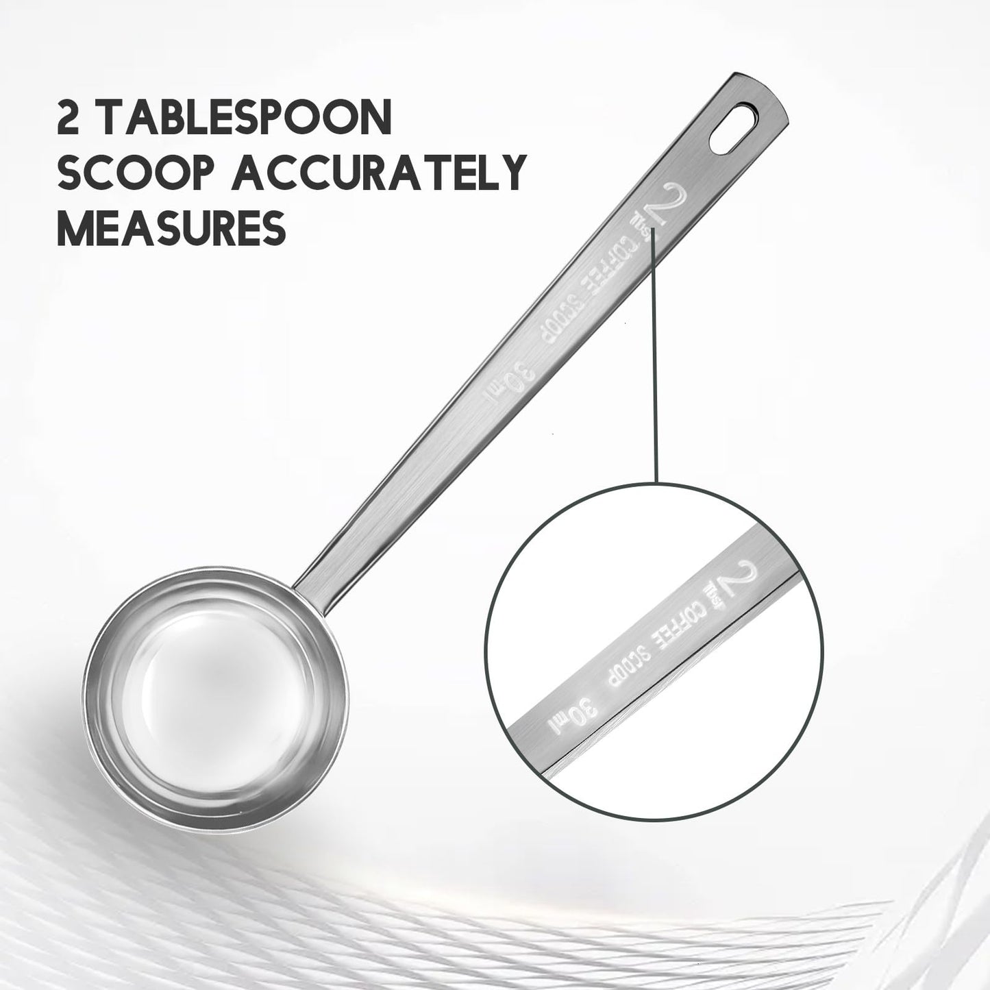 Timoo 5 Pcs Coffee Scoop 2 Tablespoon Scoop Stainless Steel Tablespoon Measuring Spoon Long Handle for Powder Ground Coffee Tea Sugar