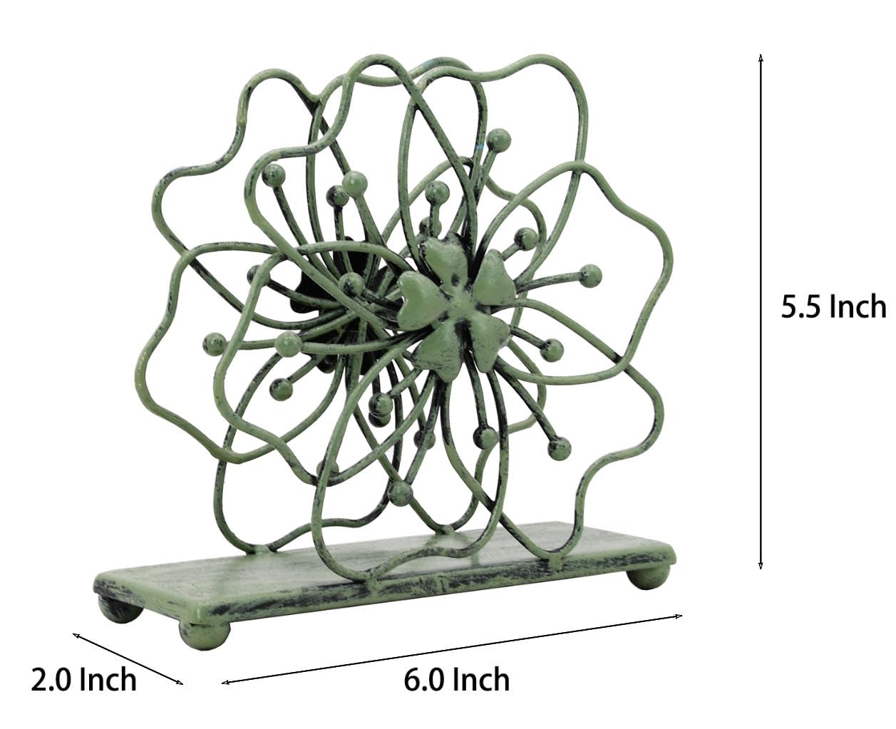 OwlGift Flower Style Napkin Holder, Freestanding Tissue Dispenser, Dining Table Napkin Storage for Home Kitchen Restaurant Picnic Party Wedding Housewarming – Green