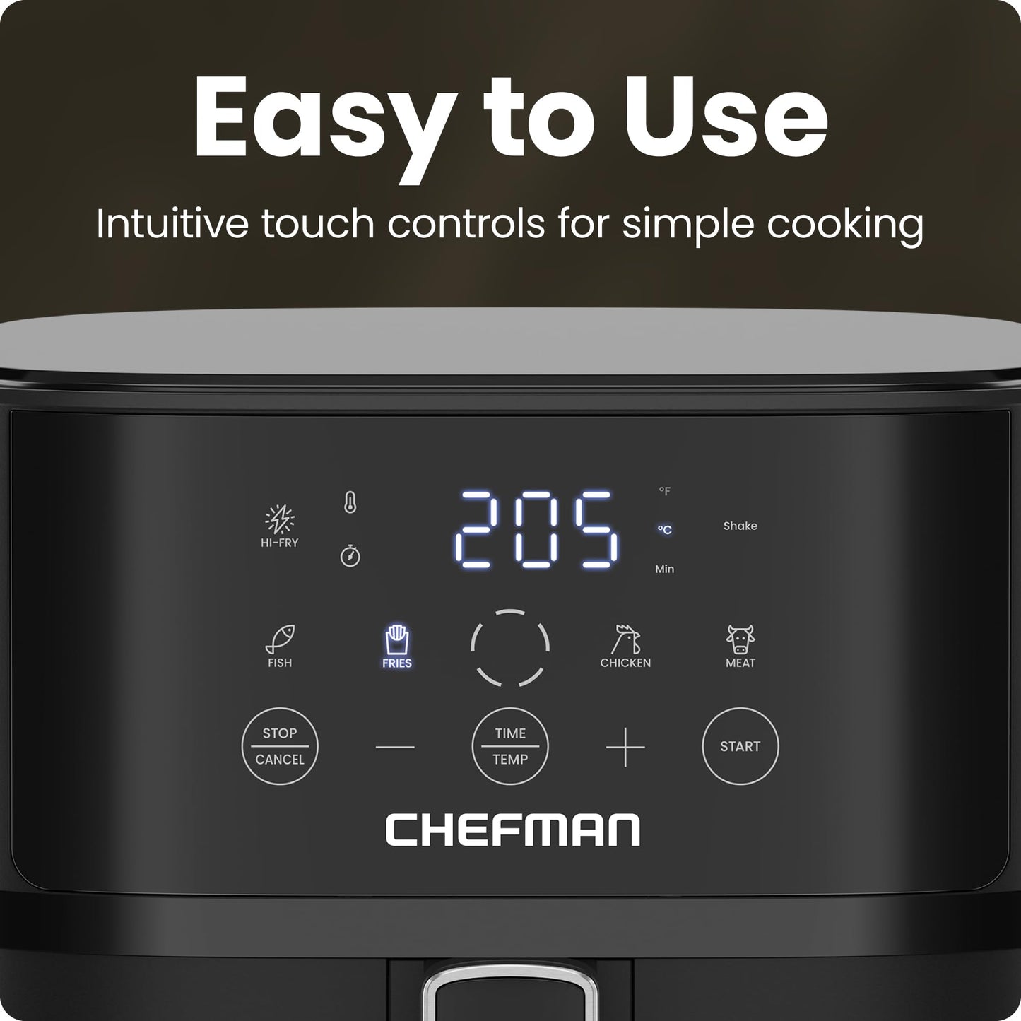 Chefman 5.7L Air Fryer, Touch Controls with 4 Presets, Compact Air Fryer with Hi-Fry Technology for Extra Crisp, Quick & Easy Meals, Nonstick & Dishwasher Safe Basket, Black