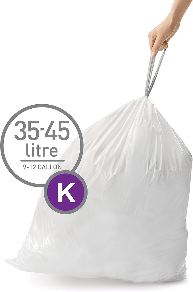 simplehuman Code K 100 Count, Dispenser Pack Custom Fit Liners, Drawstring