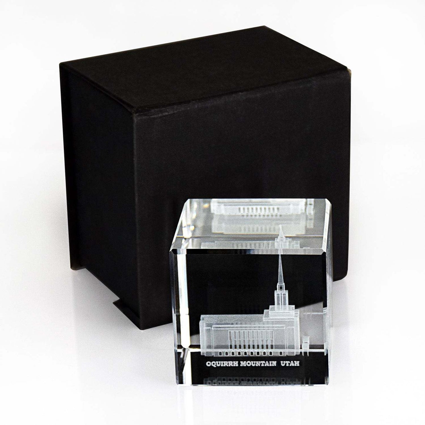 Ringmasters Crystal Cube Desk Decor LDS Temple Paper Weights for Office Desk | Christian Home Decor, (Oquirrh Mountain Utah)